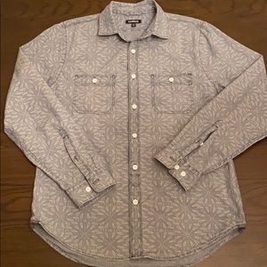 Express Tribal Print Chambray Slim Fit Shirt